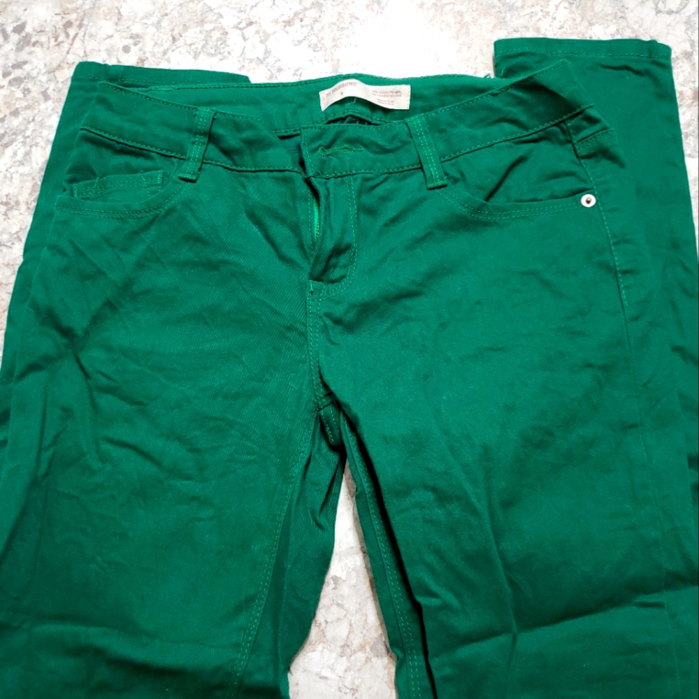 Green skinny jeans